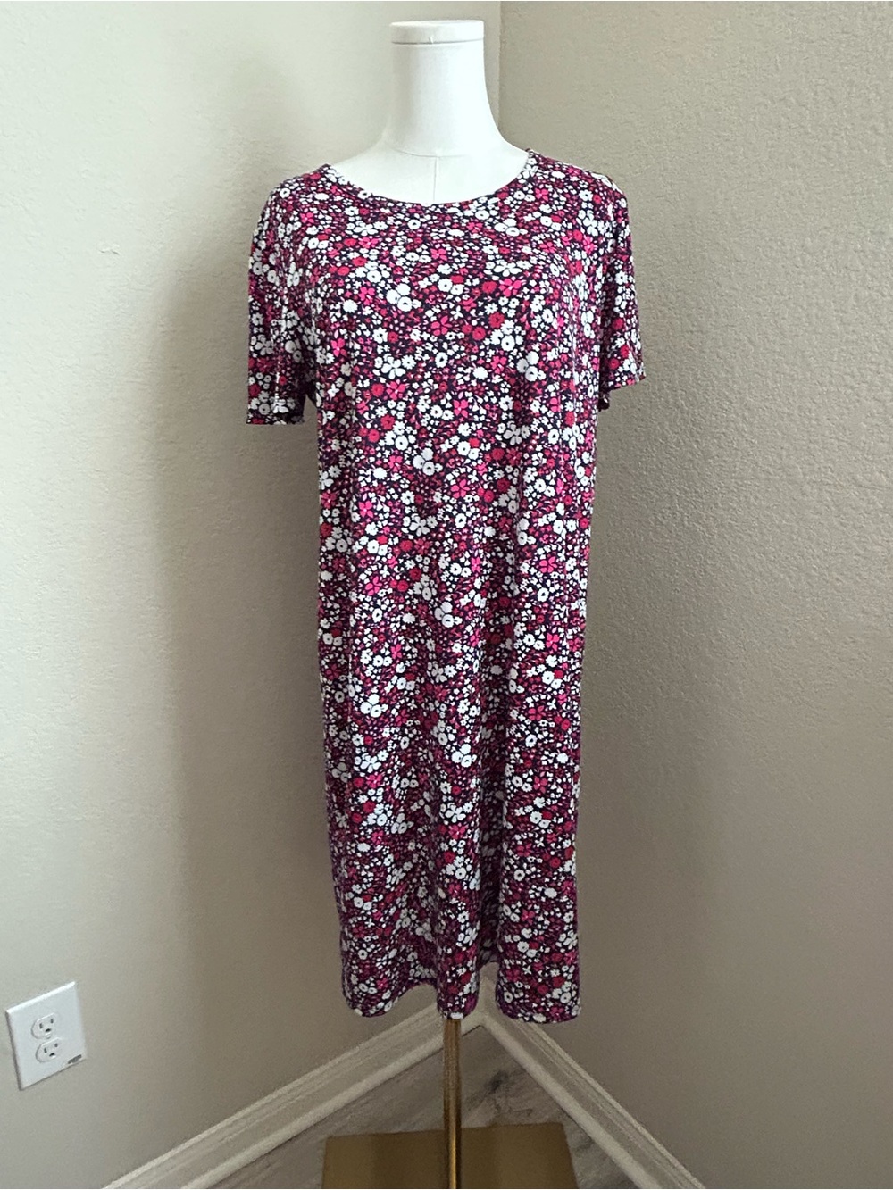 Michael Kors Berry Floral Crewneck Dress